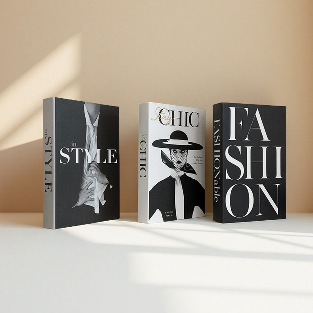 Latitude Run® Fashion Coffee Table Books Set of 3, Foldable Black